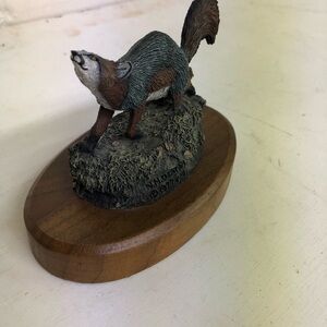 The Hamilton Collection Fox Figurine on Wooden Base